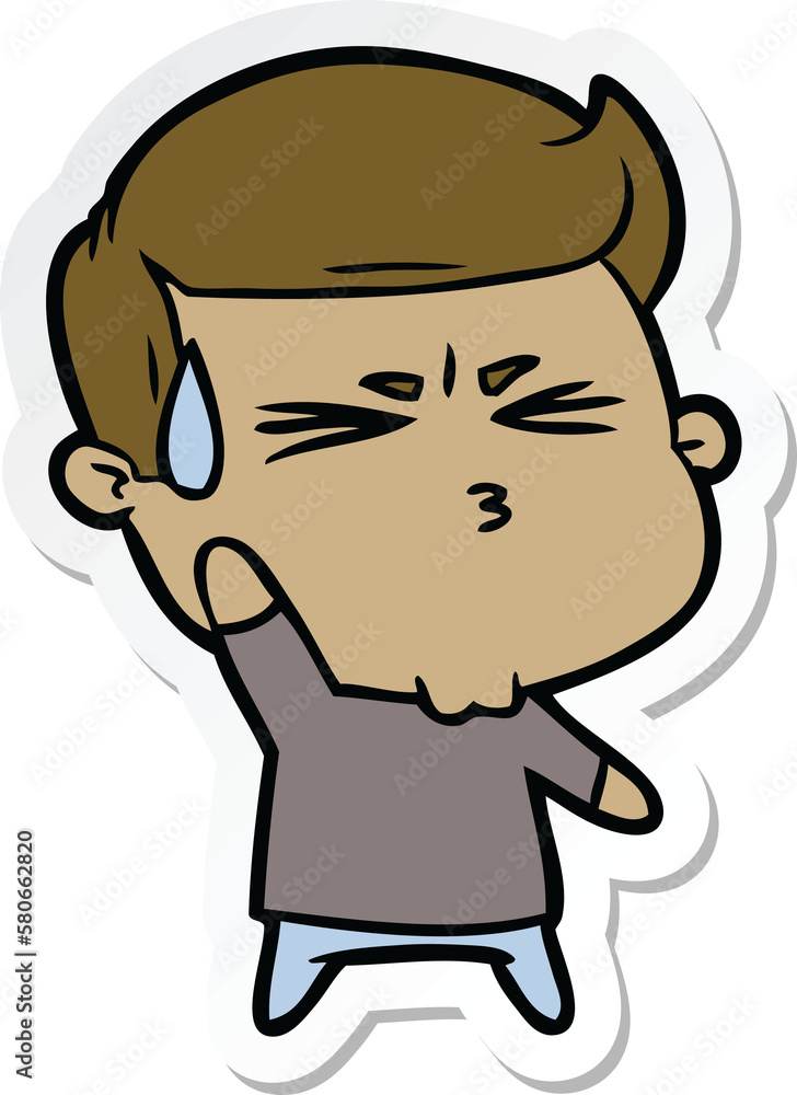 sticker of a cartoon happy man running sticker of a cartoon happy man running