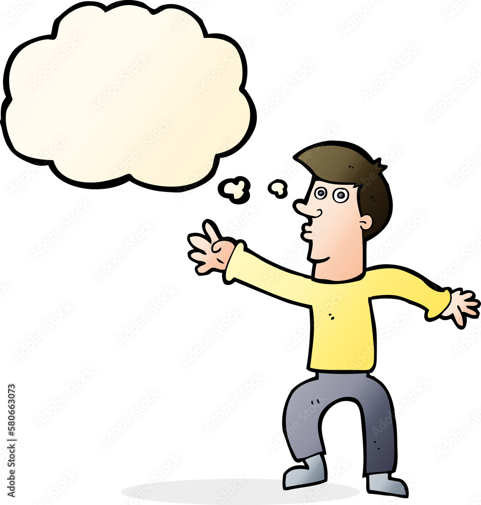 cartoon reaching man with thought bubble cartoon reaching man with thought bubble