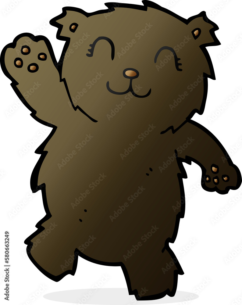 cartoon waving black bear cartoon waving black bear