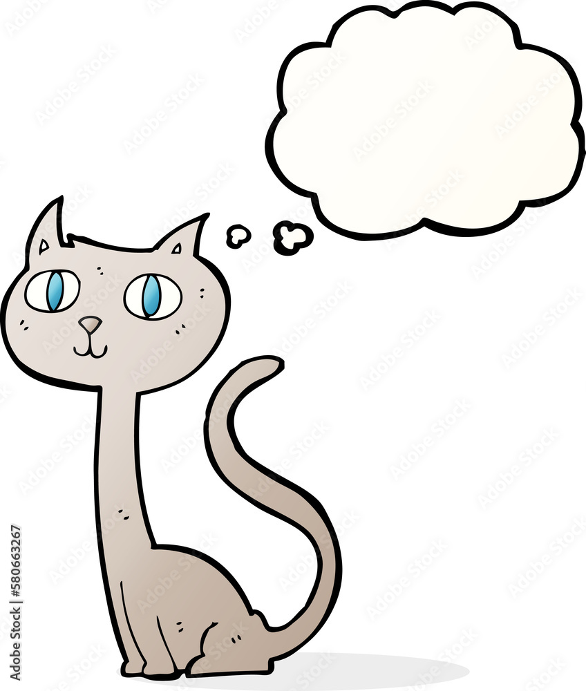 Obraz premium cartoon cat with thought bubble