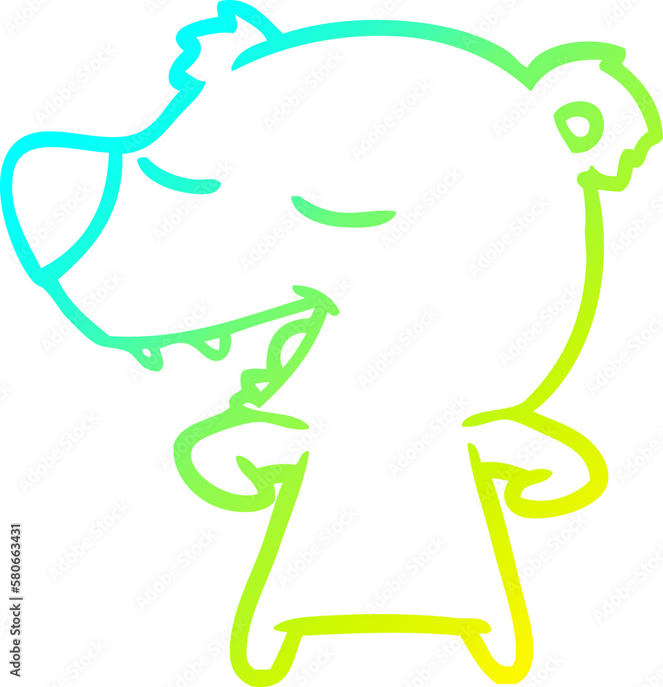 Obraz premium cold gradient line drawing cartoon bear