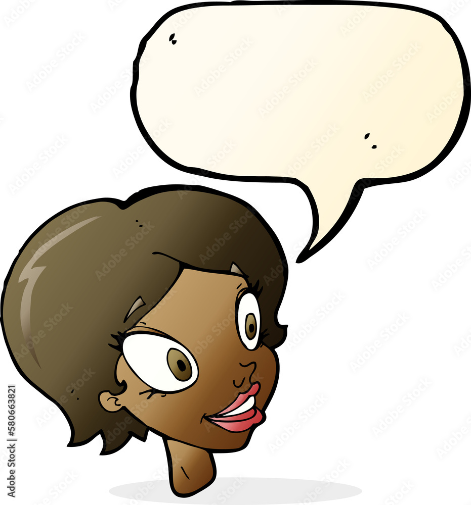 cartoon pretty female face with speech bubble cartoon pretty female face with speech bubble