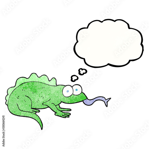 thought bubble textured cartoon lizard