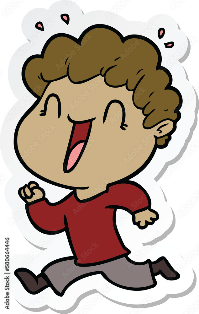 sticker of a cartoon happy man sticker of a cartoon happy man
