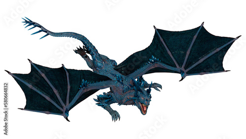 3D Rendering Fairy Tale Dragon on White