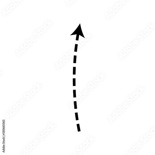Dashed arrow set. Vector doodle dot line. Thin pointer arrows