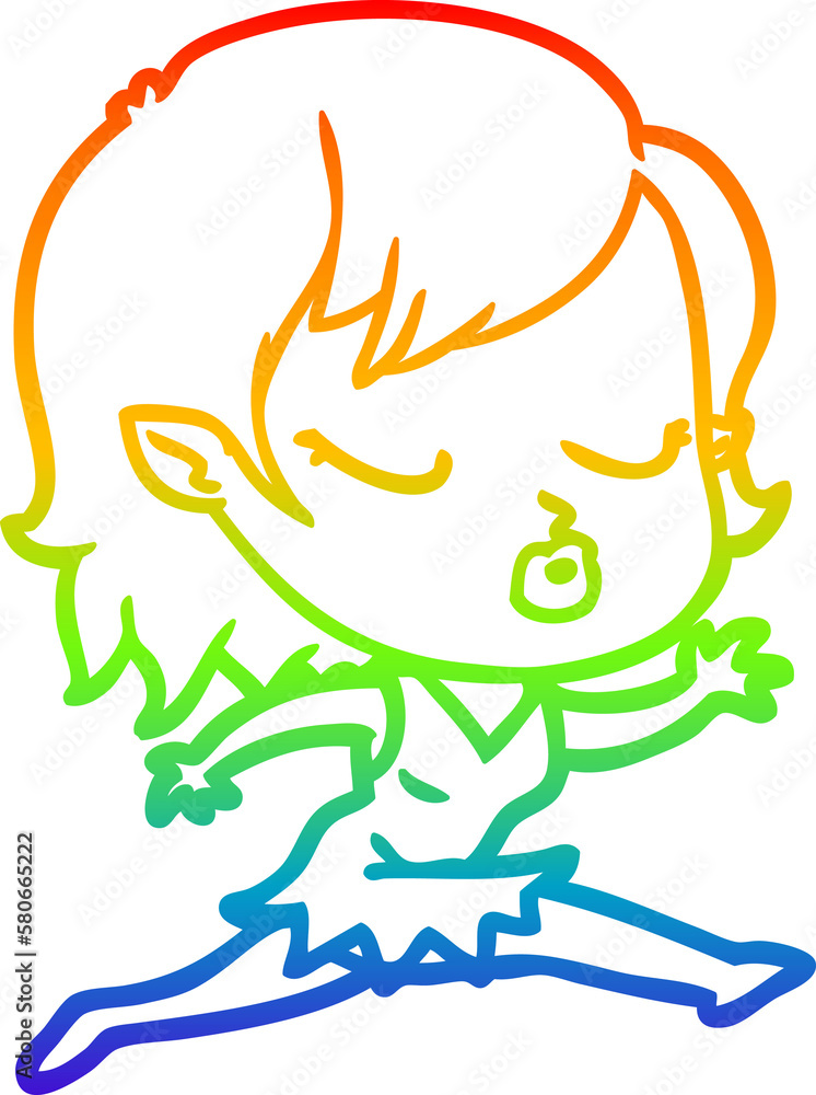 rainbow gradient line drawing cute cartoon vampire girl rainbow gradient line drawing cute cartoon vampire girl
