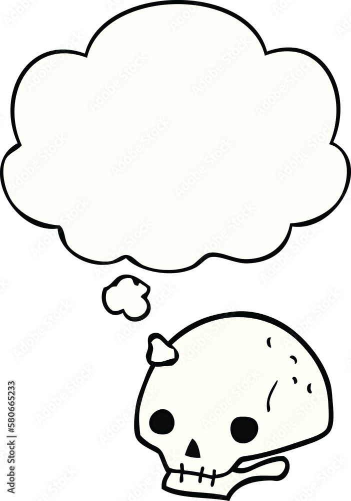 cartoon spooky skull and thought bubble cartoon spooky skull and thought bubble