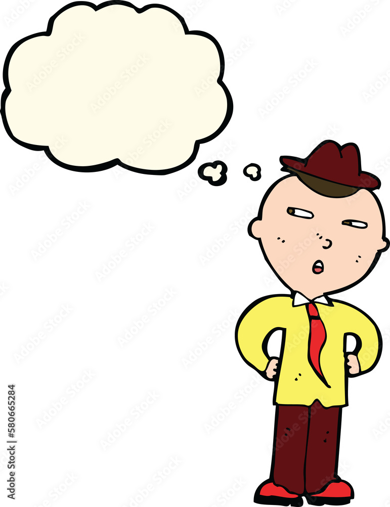 cartoon man wearing hat with thought bubble cartoon man wearing hat with thought bubble
