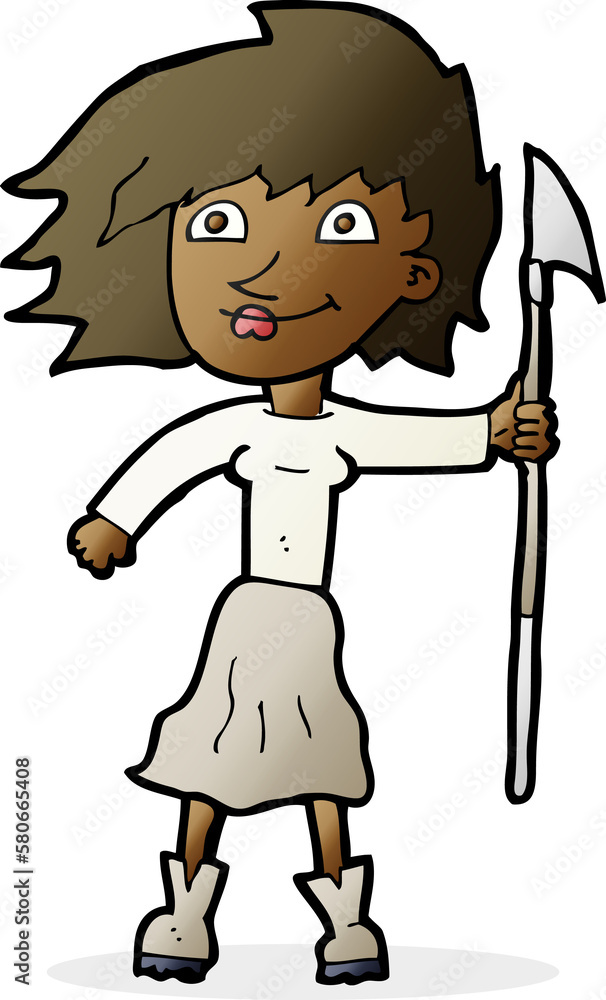 cartoon woman with spear cartoon woman with spear