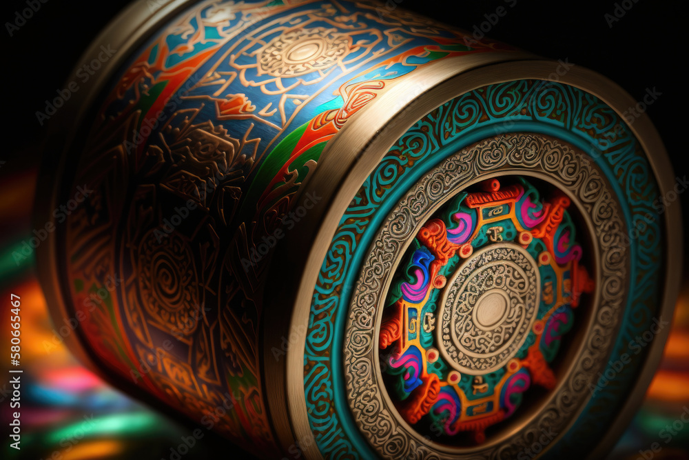asian colorful round metal box, to store especially valuable items
