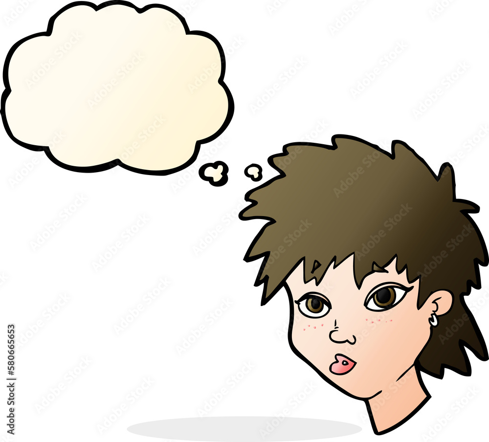 cartoon curious girl with thought bubble cartoon curious girl with thought bubble