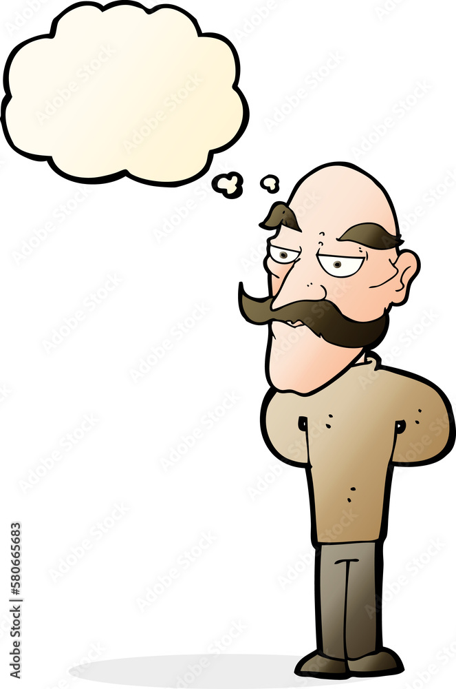 cartoon old man with mustache with thought bubble cartoon old man with mustache with thought bubble