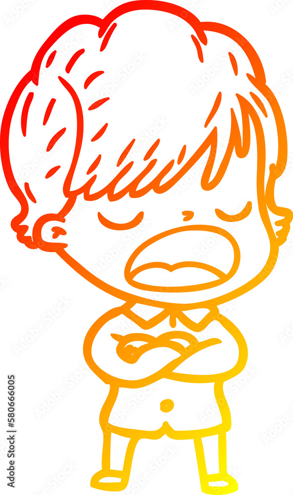 warm gradient line drawing cartoon woman talking warm gradient line drawing cartoon woman talking
