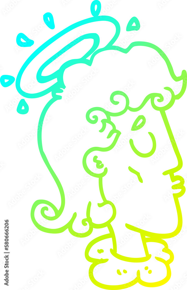 Obraz premium cold gradient line drawing cartoon angel face