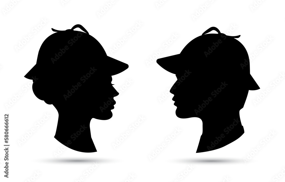 Detective woman and man vector profile icons