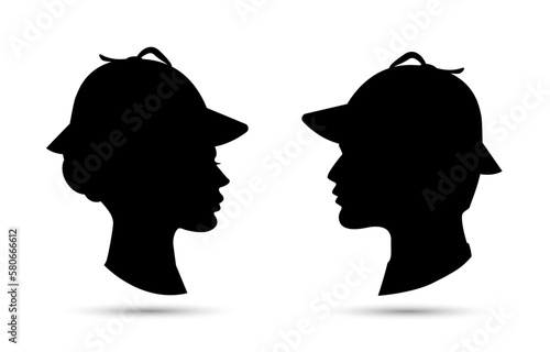 Detective woman and man vector profile icons
