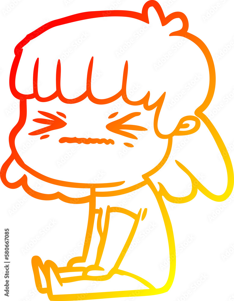 warm gradient line drawing cartoon woman warm gradient line drawing cartoon woman