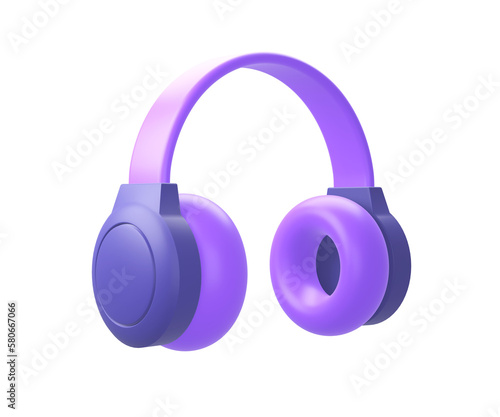 3d purple headphone illustration side icon for UI UX web mobile apps social media ads designs