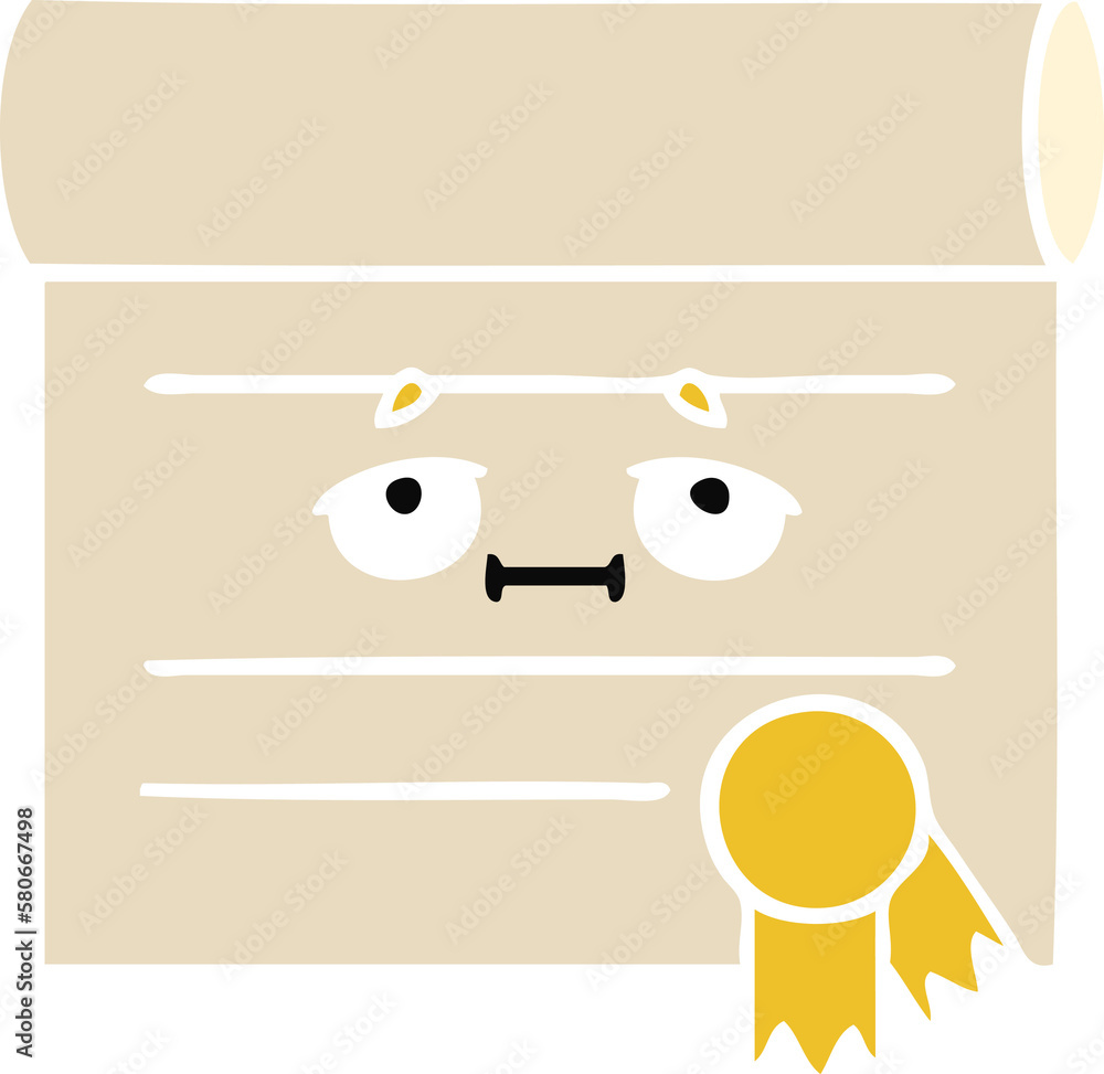 Fototapeta premium flat color retro cartoon certificate