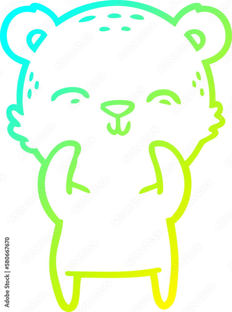 cold gradient line drawing happy cartoon bear cold gradient line drawing happy cartoon bear