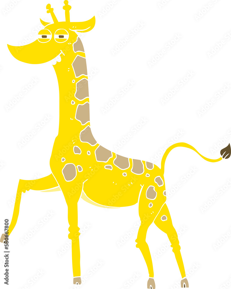 flat color illustration of a cartoon giraffe flat color illustration of a cartoon giraffe