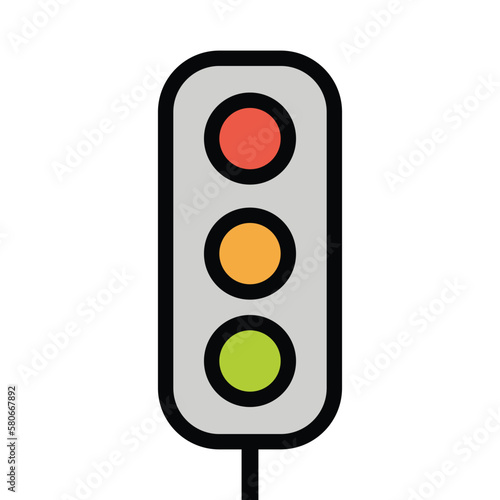 Vertical Traffic Light Vector sign design. Isolated set of red, yellow and green traffic lights. 