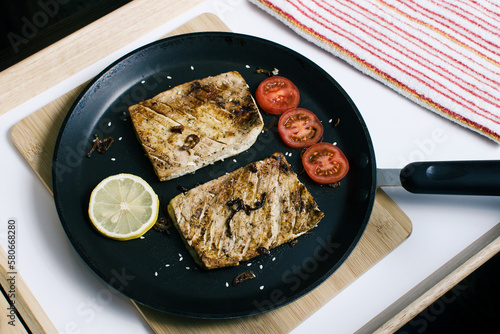 Pan-fried tofu steak, vegan lunch