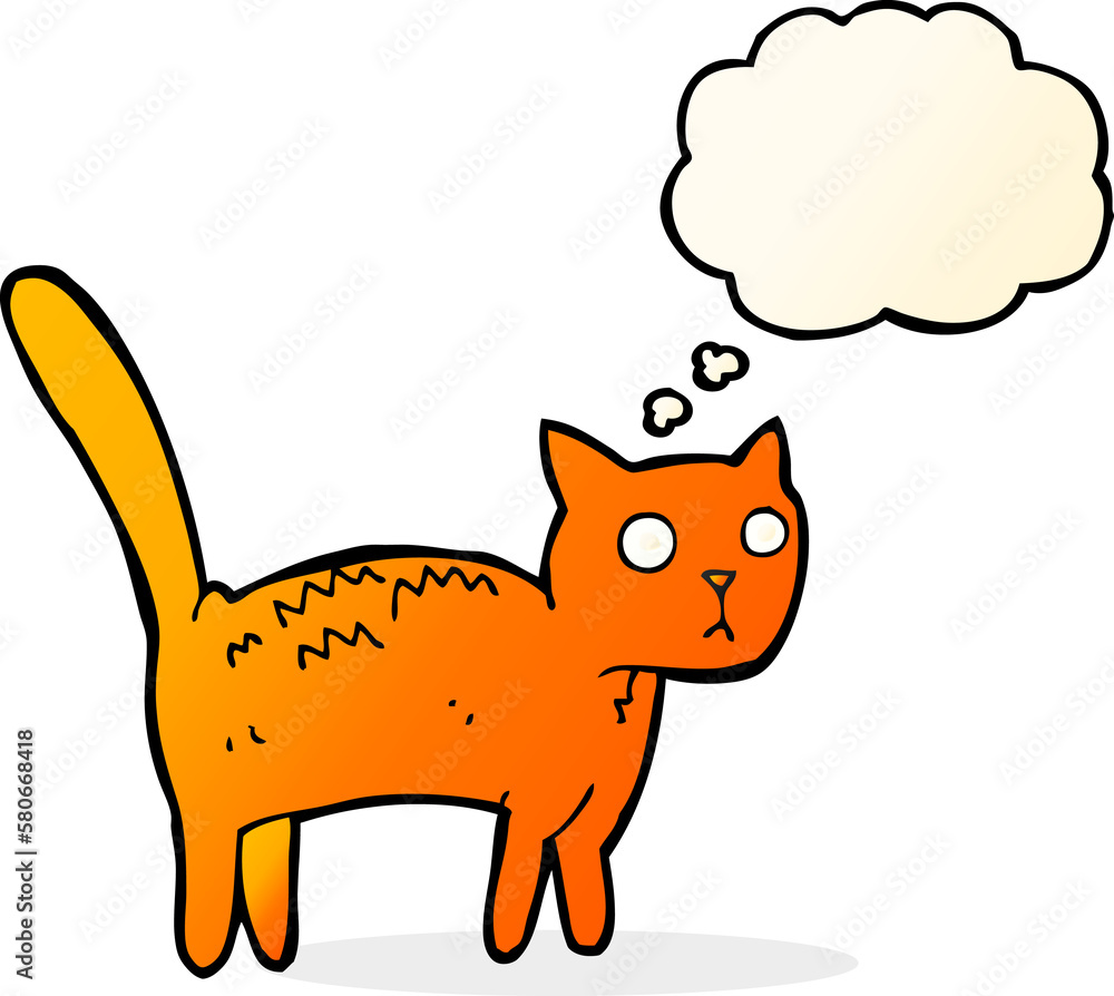 cartoon frightened cat with thought bubble cartoon frightened cat with thought bubble