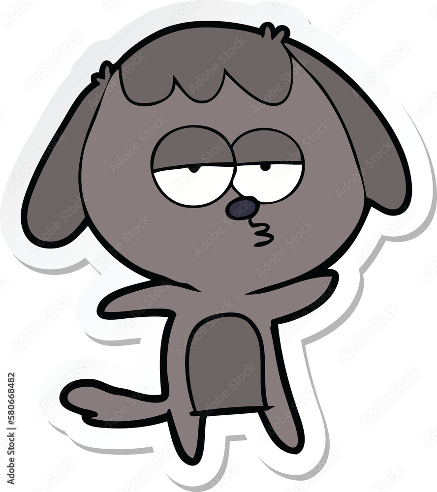 sticker of a cartoon bored dog sticker of a cartoon bored dog