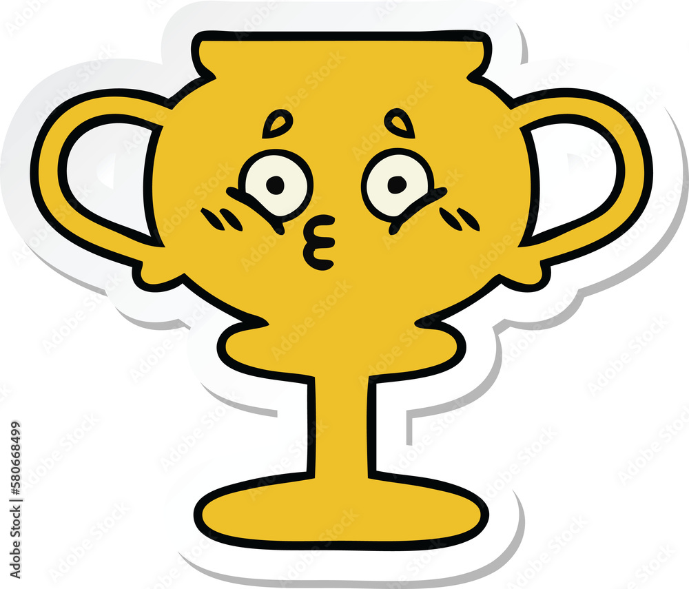 sticker of a cute cartoon trophy sticker of a cute cartoon trophy