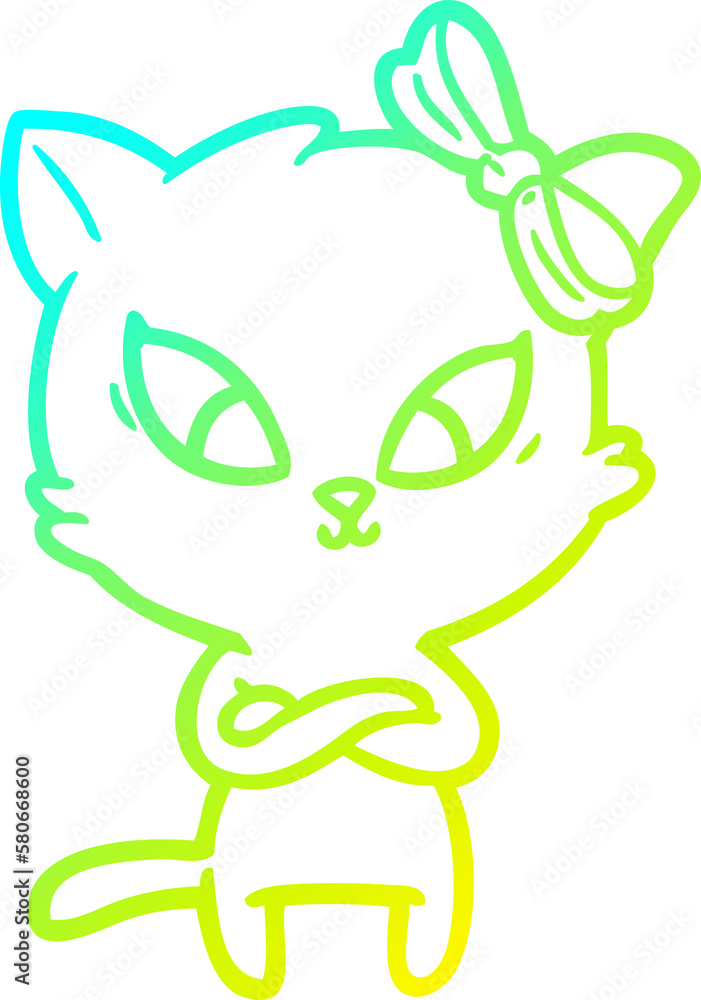 cold gradient line drawing cartoon cat cold gradient line drawing cartoon cat