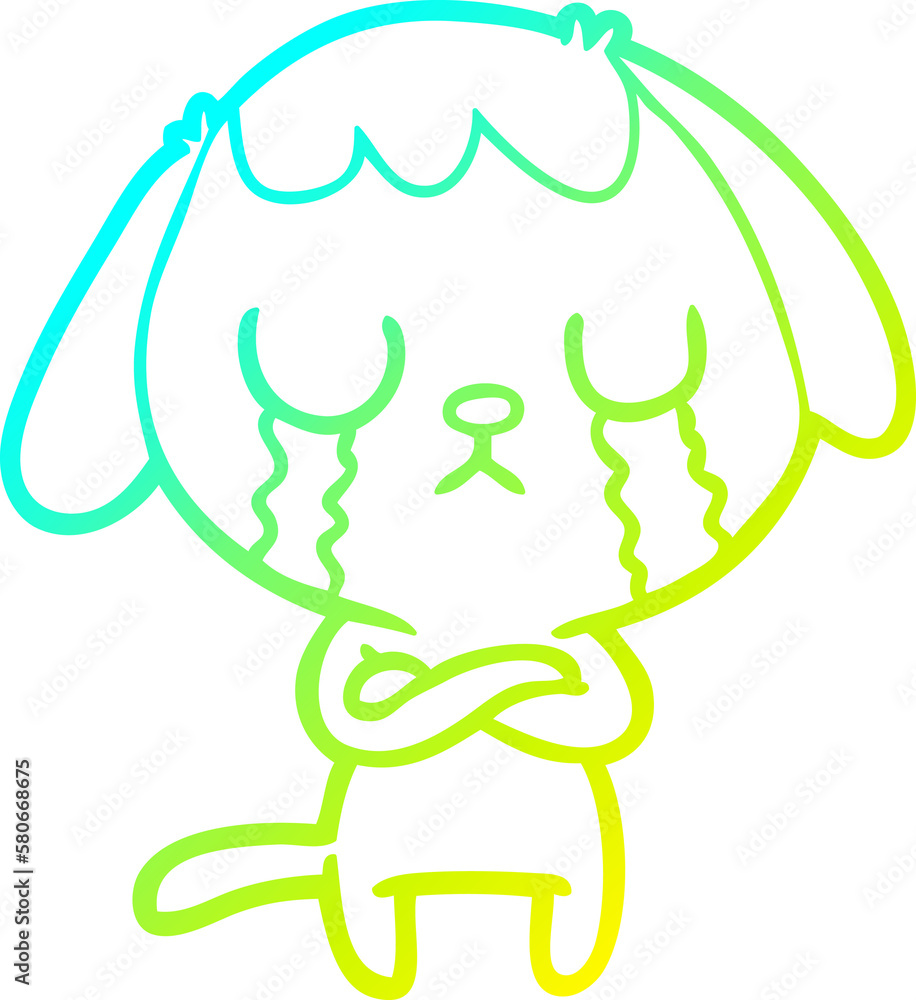 cold gradient line drawing cute cartoon dog crying cold gradient line drawing cute cartoon dog crying