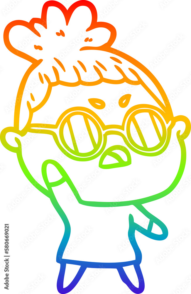 rainbow gradient line drawing cartoon annoyed woman rainbow gradient line drawing cartoon annoyed woman