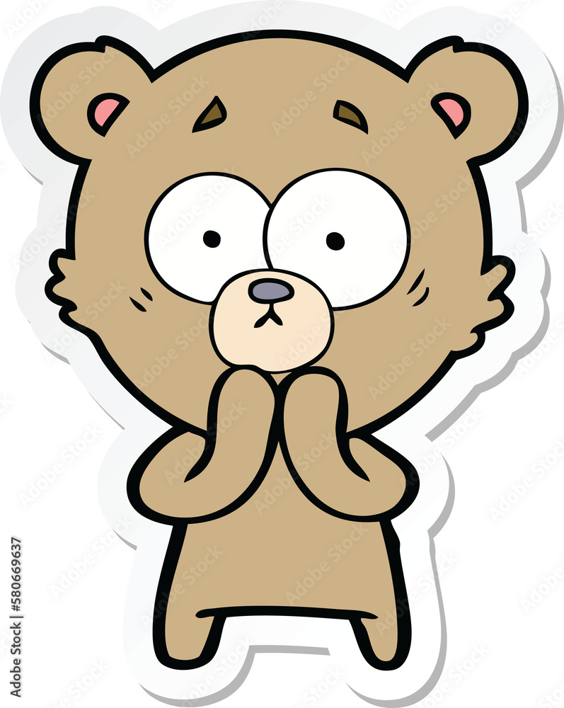 Naklejka premium sticker of a worried bear cartoon