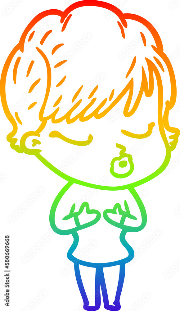 rainbow gradient line drawing cartoon woman with eyes shut rainbow gradient line drawing cartoon woman with eyes shut