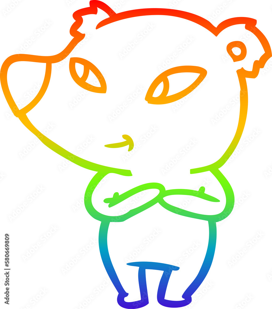 Obraz premium rainbow gradient line drawing cute cartoon bear