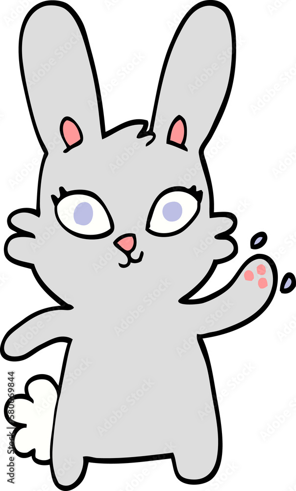 cute hand drawn doodle style cartoon rabbit waving cute hand drawn doodle style cartoon rabbit waving