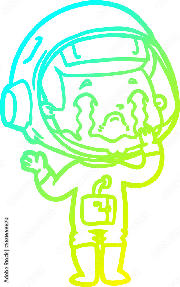 cold gradient line drawing cartoon crying astronaut cold gradient line drawing cartoon crying astronaut