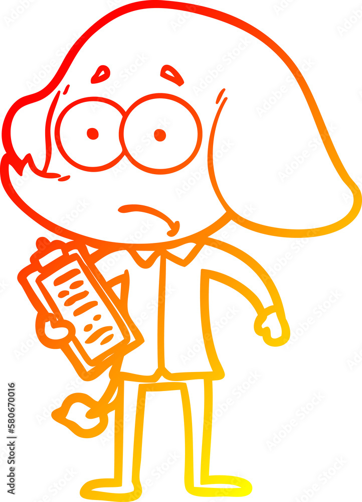 warm gradient line drawing cartoon unsure elephant warm gradient line drawing cartoon unsure elephant