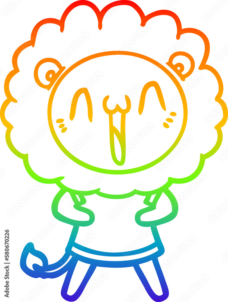 rainbow gradient line drawing happy cartoon lion rainbow gradient line drawing happy cartoon lion