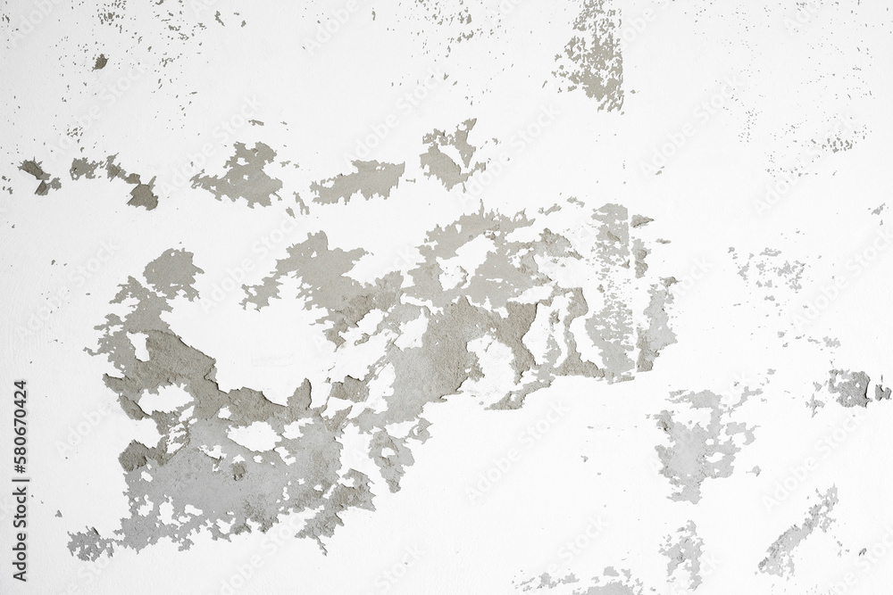 The White weathered wall with flaking paint background.