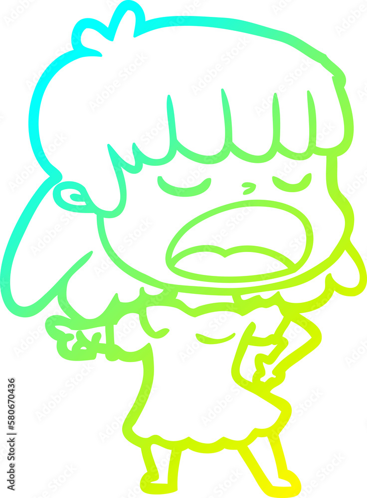 cold gradient line drawing cartoon woman talking loudly cold gradient line drawing cartoon woman talking loudly