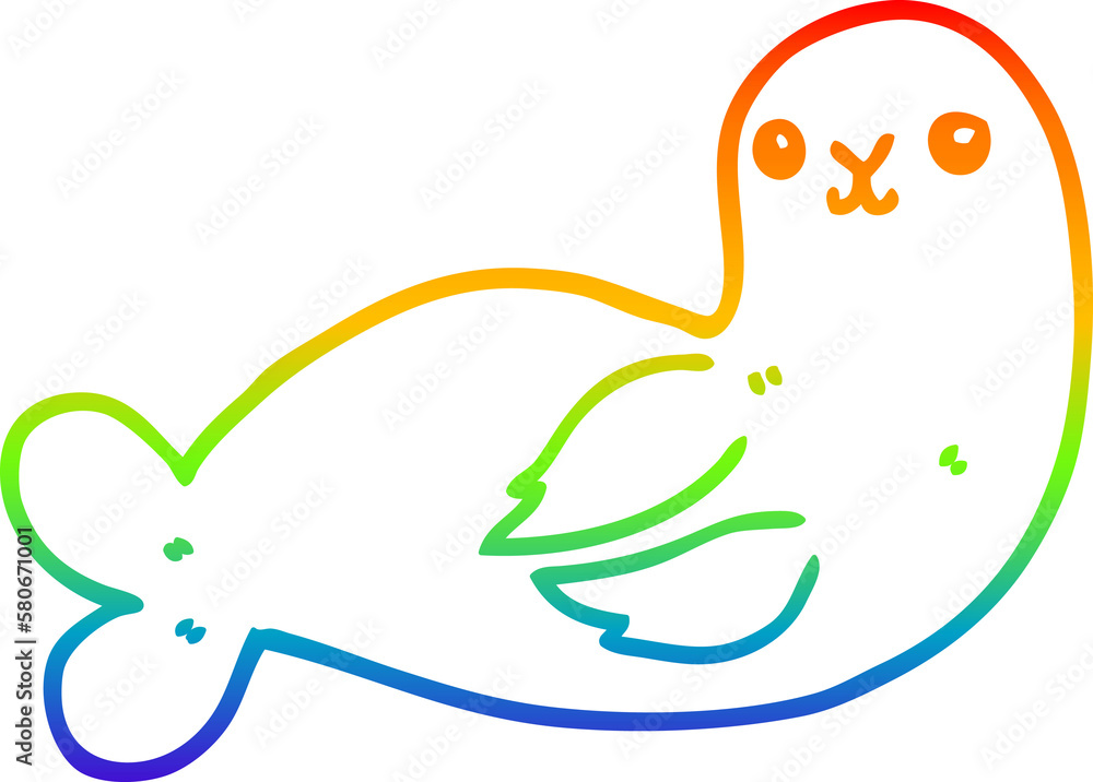 rainbow gradient line drawing cartoon seal rainbow gradient line drawing cartoon seal
