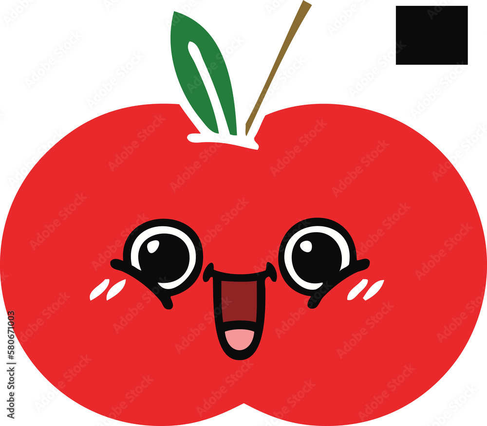 flat color retro cartoon red apple flat color retro cartoon red apple