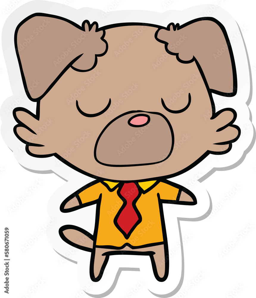 sticker of a cartoon dog manager sticker of a cartoon dog manager