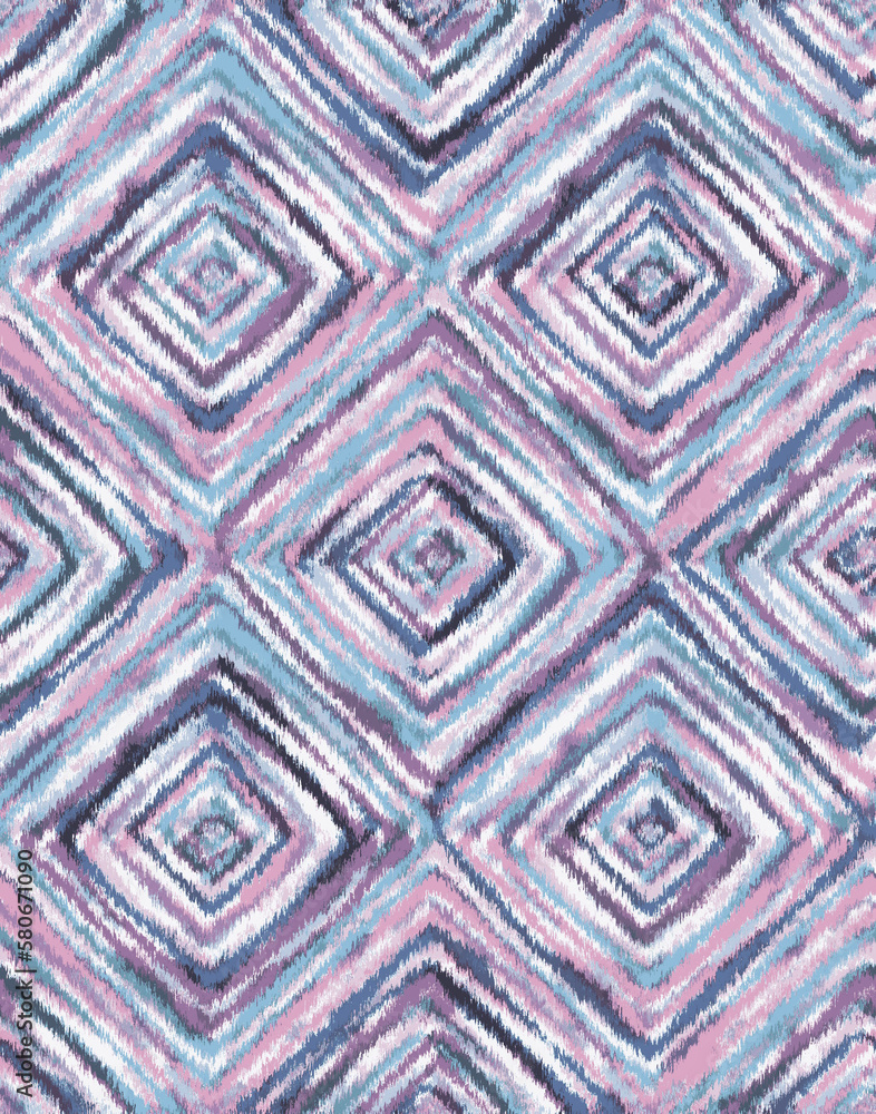 Fototapeta premium Geometric Stripes Shapes. Abstract Ethnic Diamond. Rhombus Background. Ethnic Diamond Pattern.Ethnic Diamond Pattern. Drawn in Bold Rhombus Ornament. Seamless Watercolour Aztec Border.hand illustrated