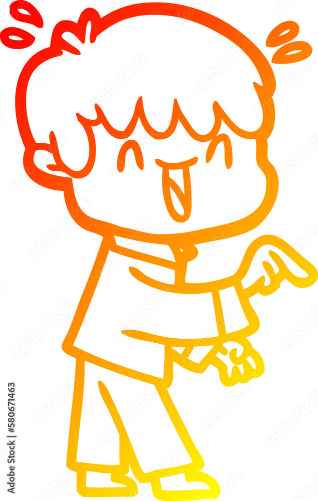 warm gradient line drawing cartoon laughing boy warm gradient line drawing cartoon laughing boy