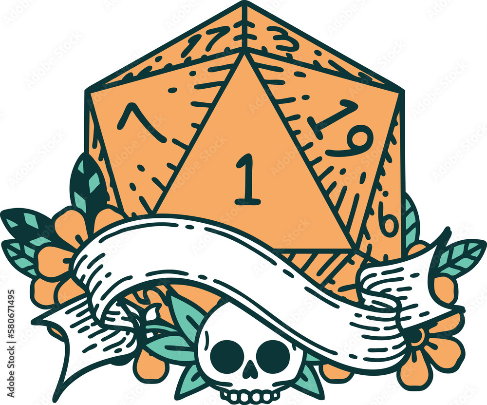 natural one d20 dice roll illustration natural one d20 dice roll illustration