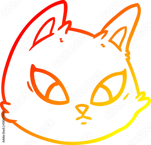 warm gradient line drawing cartoon cat face